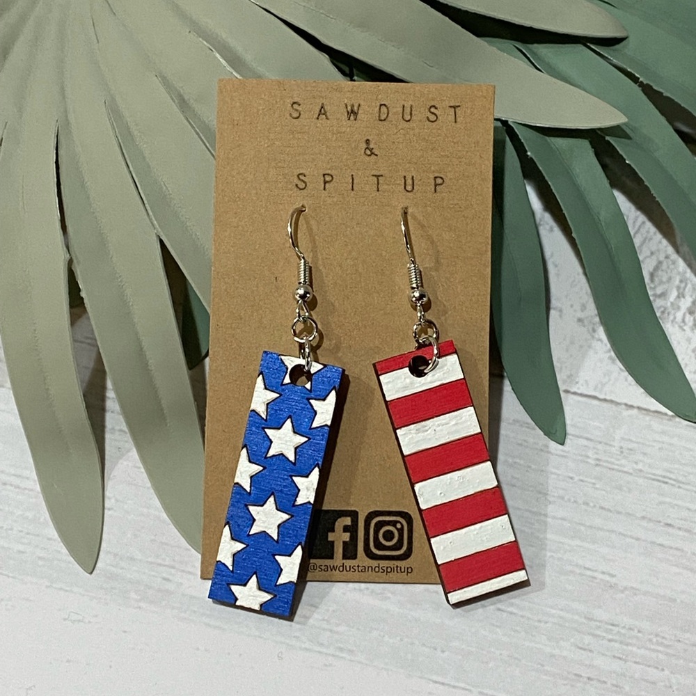 Stars & Stripes USA Flag Inspired Earrings